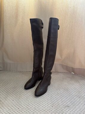 Nine West Women's Over-the-Knee Leather Boots in Dark Brown